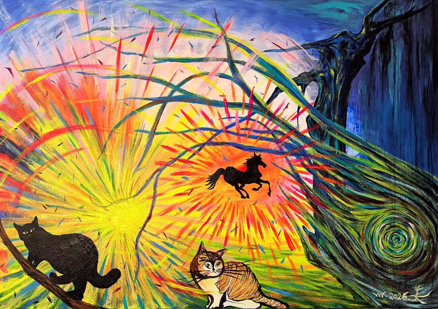The Black Horse in the Sun and the Cat in the Jungle